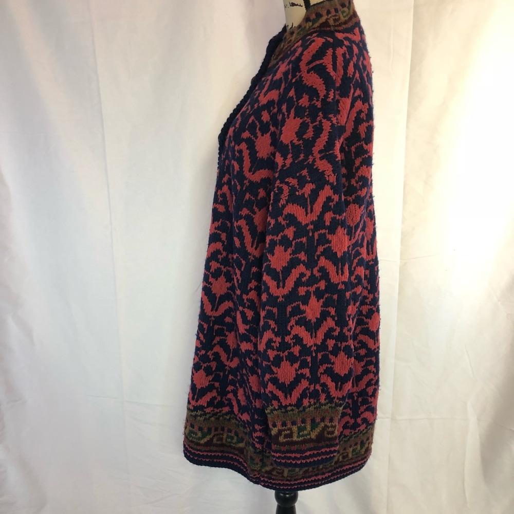 J.peterman Company sz m long batik sweater button - Picture 4 of 6